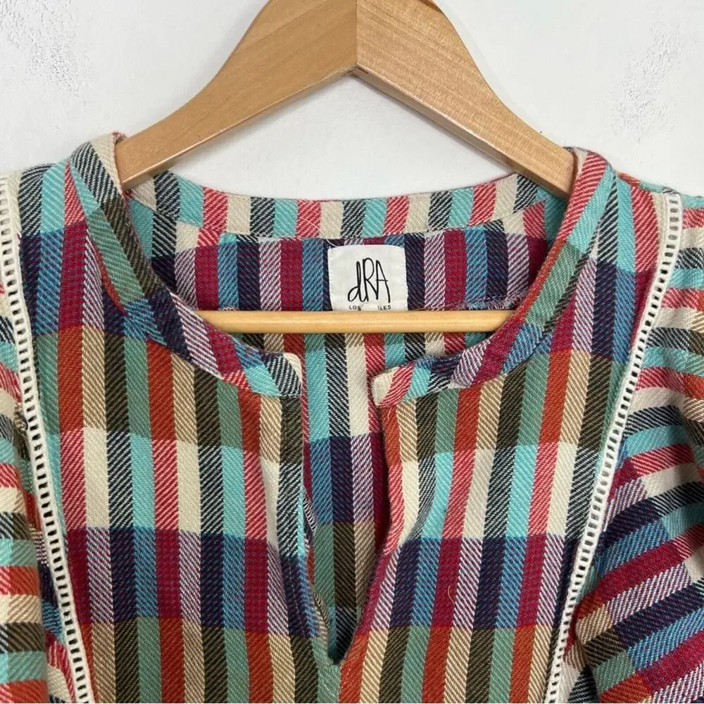 Anthropologie dRA Ruffle Plaid Kelsey Boho Top Size Medium - Picture 5 of 11